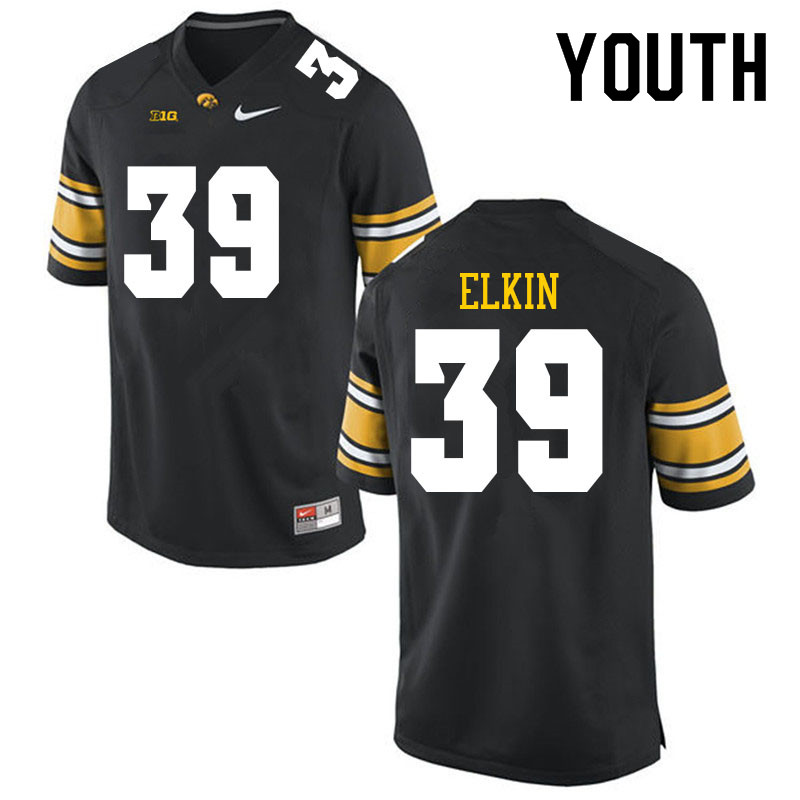 Youth #39 Luke Elkin Iowa Hawkeyes College Football Jerseys Sale-Black - Click Image to Close